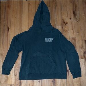 Hidden New York Forest Green Wavy Logo Men's Hoodie, L